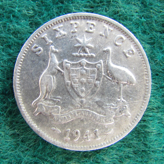 Australian 1941 6d Sixpence King George VI Coin - Circulated