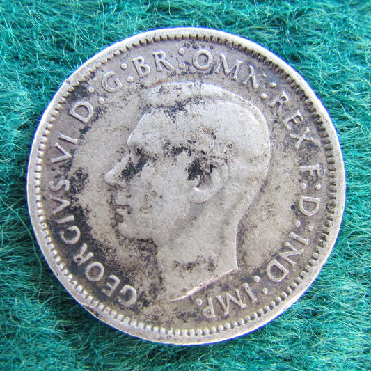 Australian 1942 D 6d Sixpence King George VI Coin - Circulated