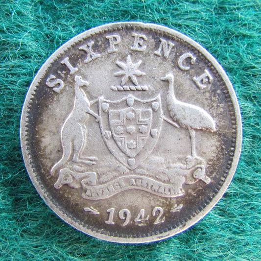 Australian 1942 6d Sixpence King George VI Coin - Circulated