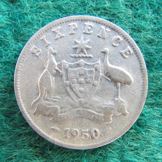 Australian 1950 6d Sixpence King George VI Coin - Circulated