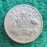 Australian 1950 Sixpence King George VI Coin - Circulated