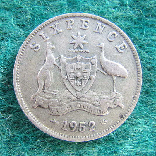 Australian 1952 6d Sixpence King George VI Coin Circulated