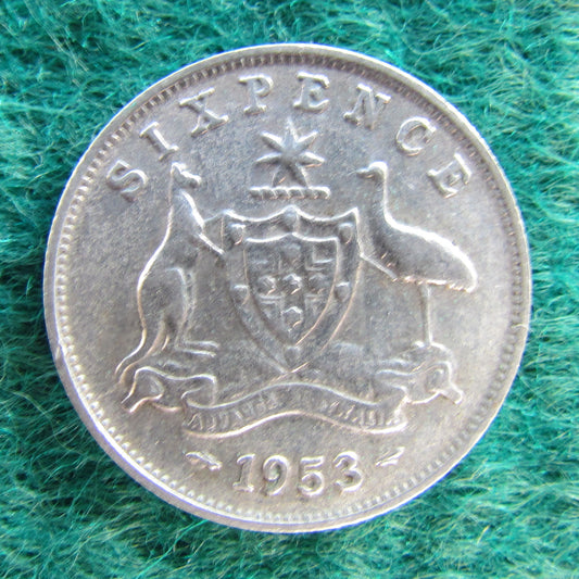 Australian 1953 6d Sixpence Queen Elizabeth II Coin - Circulated