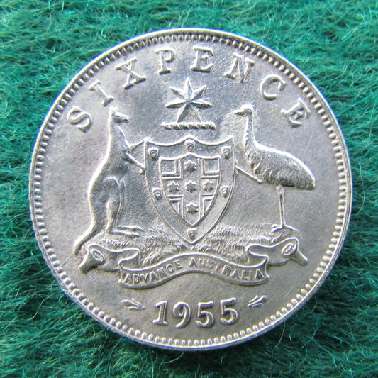 Australian 1955 6d Sixpence Queen Elizabeth II Coin - Circulated