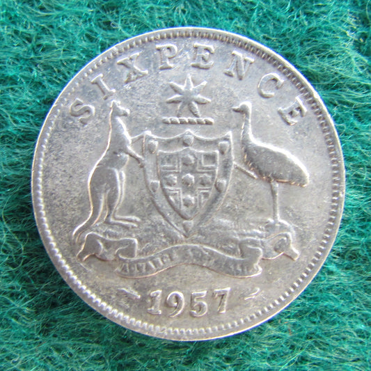 Australian 1957 6d Sixpence Queen Elizabeth II Coin - Circulated