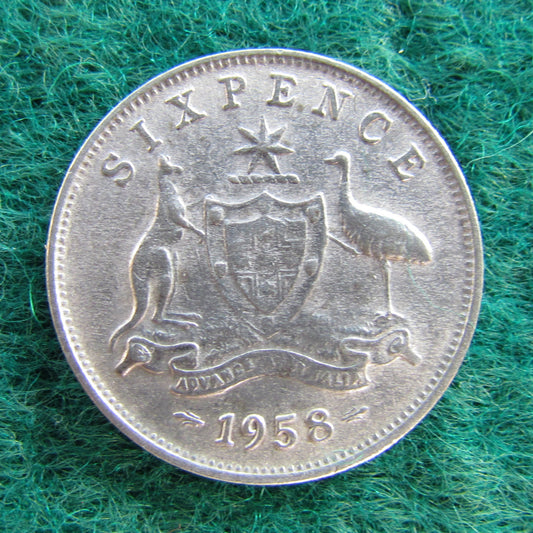Australian 1958 6d Sixpence Queen Elizabeth II Coin - Circulated