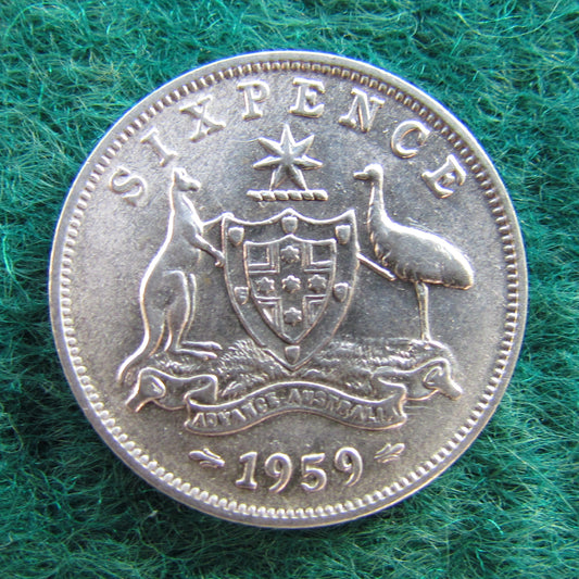 Australian 1959 6d Sixpence Queen Elizabeth II Coin - Circulated