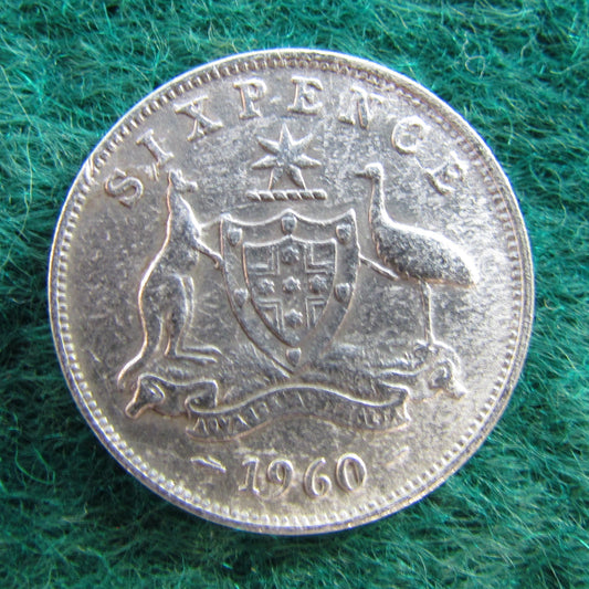 Australian 1960 6d Sixpence Queen Elizabeth II Coin - Circulated