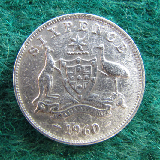 Australian 1960 6d Sixpence Queen Elizabeth II Coin - Circulated