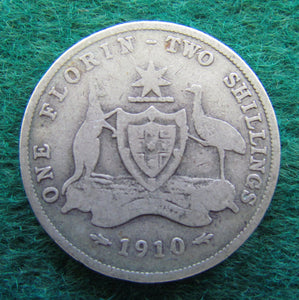 Australian 1910 Florin King Edward VII Coin - Circulated