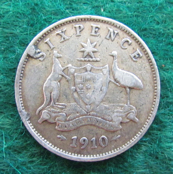 Australian 1910 Sixpence King Edward VII Coin Variety - Circulated