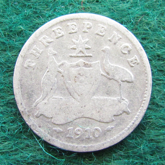 Australian 1910 3d Three Pence King Edward VII Coin Circulated