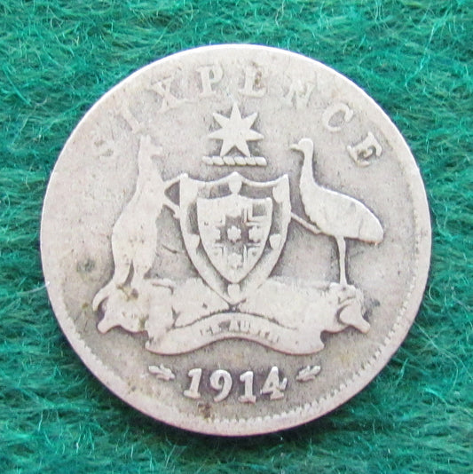 Australian 1914 6d Sixpence King George V Coin - Circulated