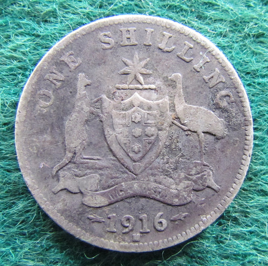 Australian 1916 M 1/- 1 Shilling King George V Circulated