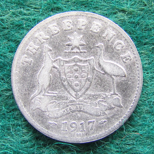 Australian 1917 M 1/2 Three Pence King George V Coin Circulated
