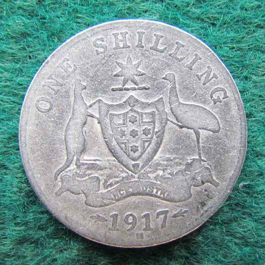 Australian 1917 M 1/- 1 Shilling King George V Coin Circulated