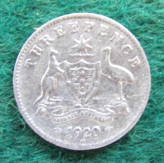 Australian 1920 M 3d Three Pence King George V Coin Circulated