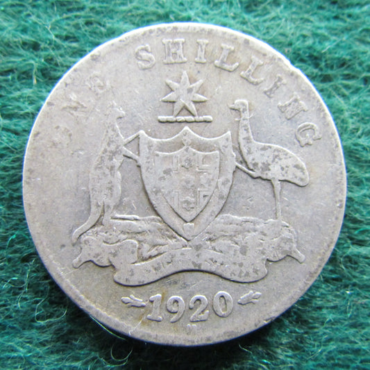 Australian 1920 M 1/- 1 Shilling Coin King George V Circulated