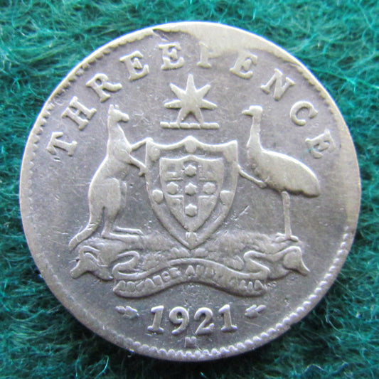 Australian 1921 M 3d Three Pence King George V Coin Circulated