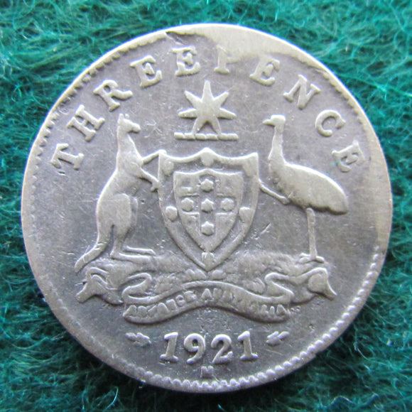Australian 1921M 3d Threepence King George V Coin Circulated