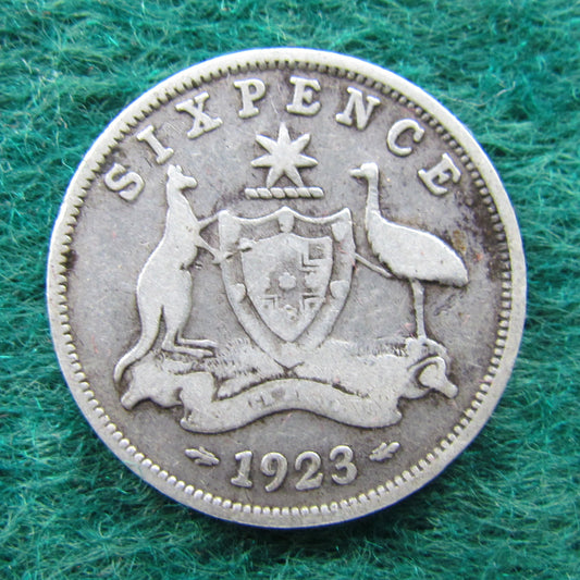 Australian 1923 6d Sixpence King George V Coin - Circulated
