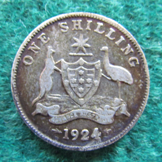 Australian 1924 1/- 1 Shilling Coin King George V Circulated