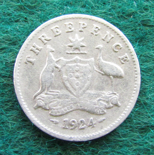 Australian 1924 3d Three Pence King George V Coin Circulated