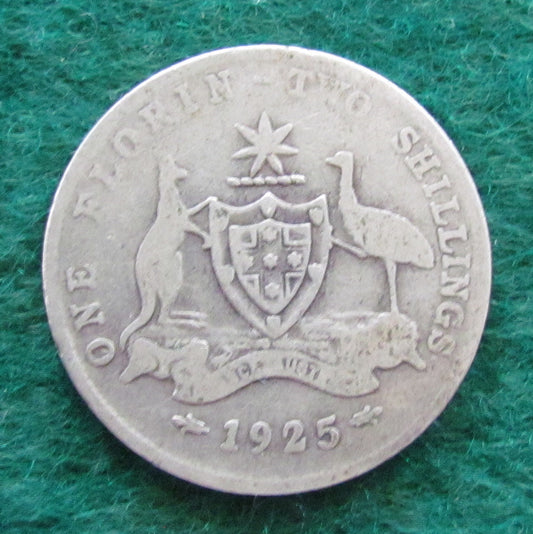 Australian 1925 2/- Florin King George V Coin - Circulated