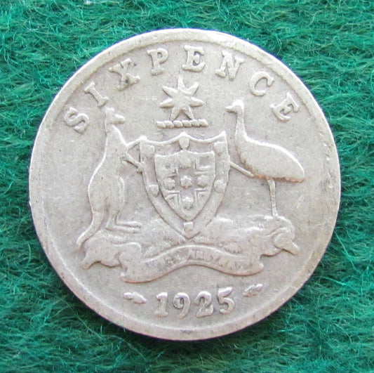 Australian 1925 6d Sixpence King George V Coin - Circulated