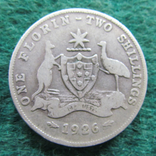 Australian 1926 2/- Florin King George V Coin - Circulated