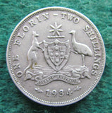 Australian 1934 Florin King George V Coin - Circulated