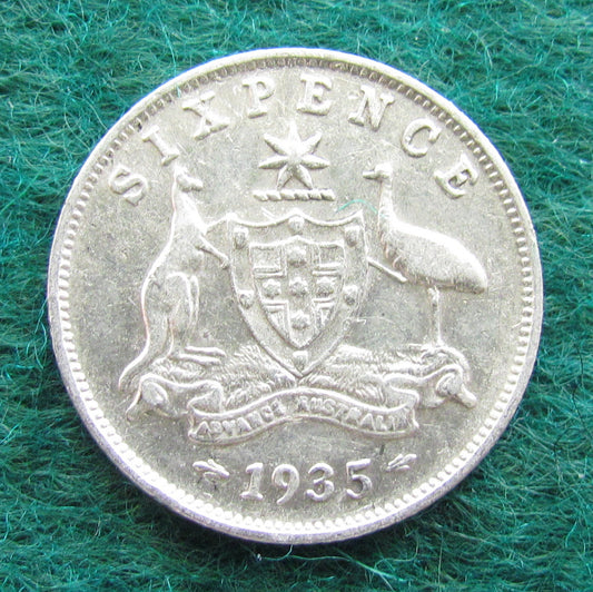 Australian 1935 6d Sixpence King George V Coin - Circulated