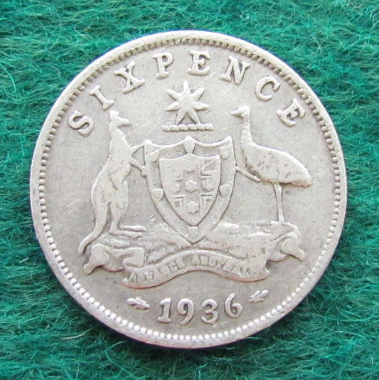 Australian 1936 6d Sixpence King George V Coin - Circulated