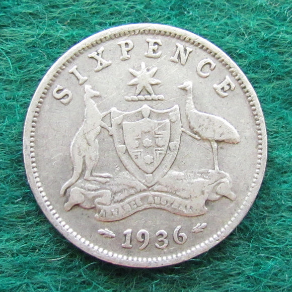 Australian 1936 Sixpence King George V Coin - Circulated