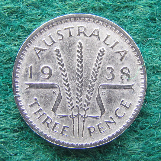 Australian 1938 3d Three Pence King George VI Coin Circulated