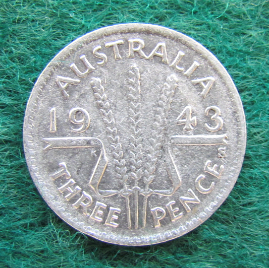Australian 1943 S 3d Three Pence King George VI Coin Circulated