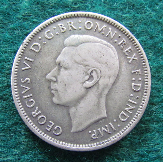 Australian 1943 S 2/- Florin King George VI Coin - Circulated