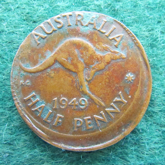 Australian 1949 Half Penny King George VI Coin - Off Centre Strike Variety