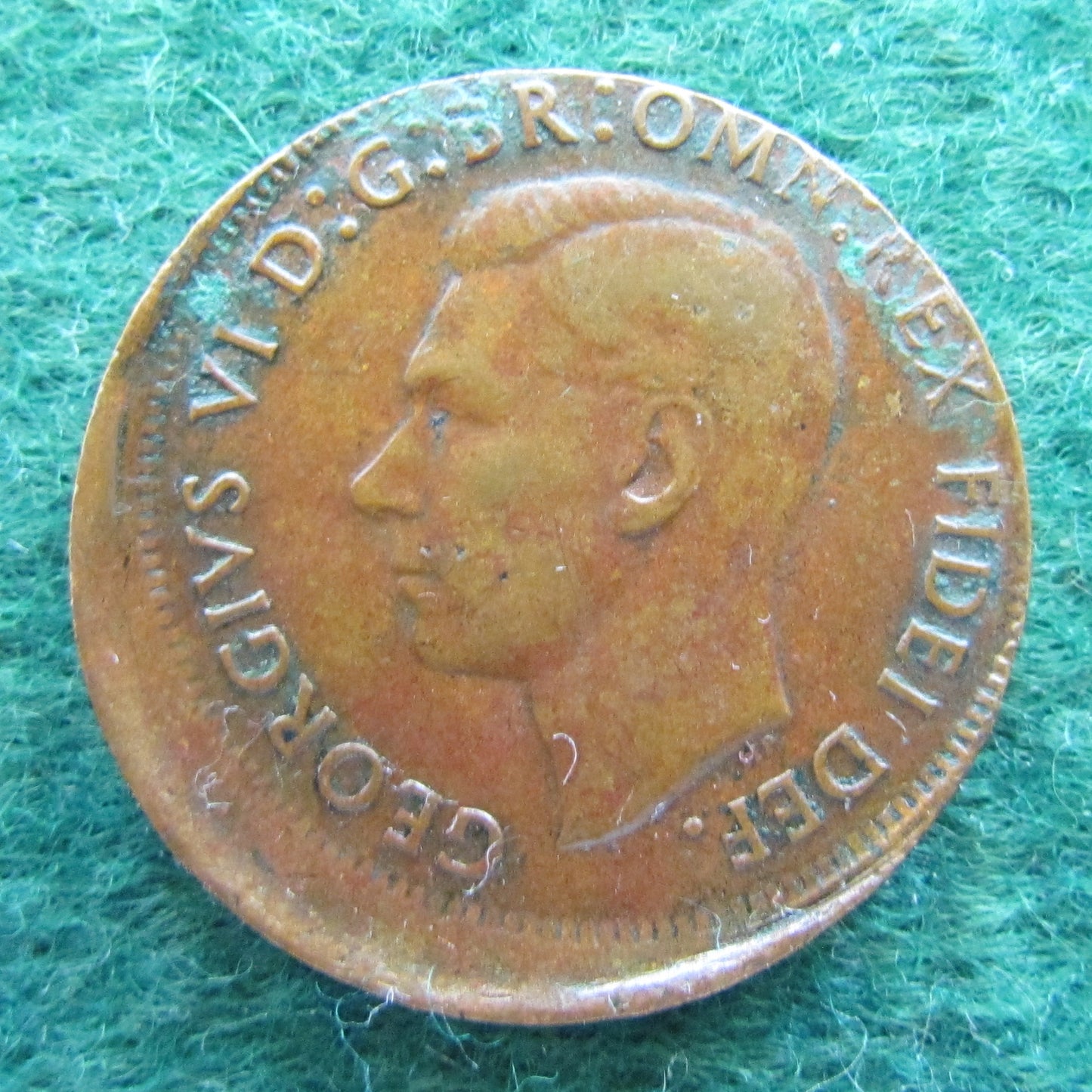 Australian 1949 1/2d Half Penny King George VI Coin - Off Centre Strike Variety