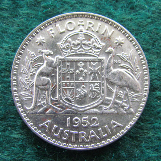 Australian 1952 2/- Florin King George VI Coin - Circulated