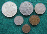 Australian 1966 Coin Collective Queen Elizabeth II 50 20 10 5 2 & 1 Cent Coins - Circulated