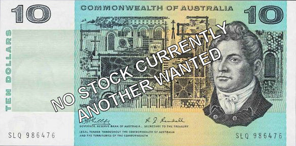 Australian 1967 10 Dollar Coombs Randall COA Banknote s/n - Circulated