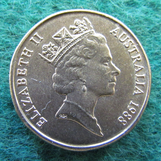 Australian 1988 1 Dollar Aboriginal Art Kangaroo Queen Elizabeth Coin - Circulated