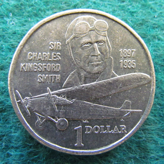 Australian 1997 1 Dollar Sir Charles Kingsford Smith Queen Elizabeth Coin - Circulated