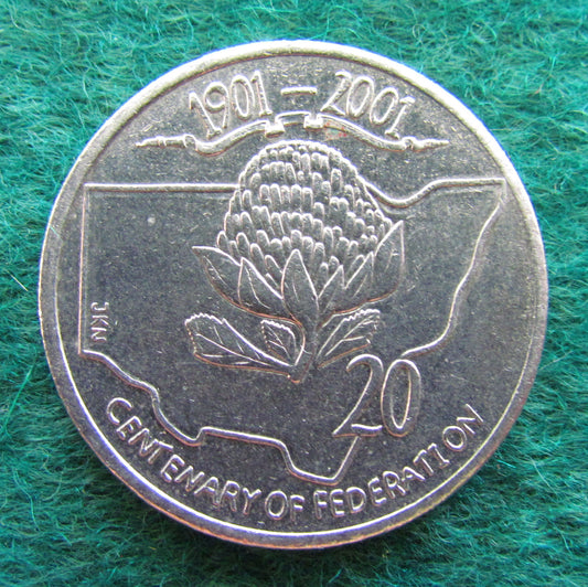 Australian 2001 20 Cent Coin Centenary Of Federation New South Wales Queen Elizabeth II Coin - Circulated