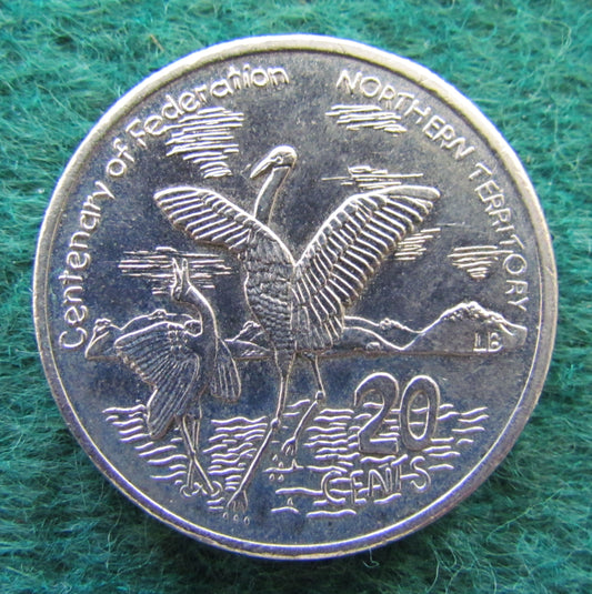 Australian 2001 20 Cent Coin Centenary Of Federation Northern Territory Queen Elizabeth II Coin - Circulated