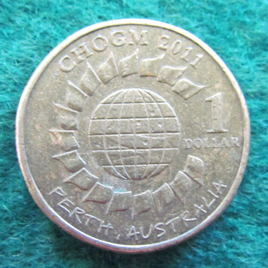 Australian 2011 1 Dollar CHOGM 2011 Perth Australia Queen Elizabeth Coin - Circulated