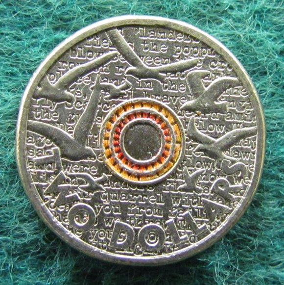 Australian 2015 2 Dollar Remembrance Day Queen Elizabeth Coin - Circulated