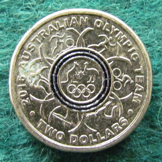 Australian 2016 2 Dollar 2016 Australian Olympic Team Black Queen Elizabeth Coin - Circulated