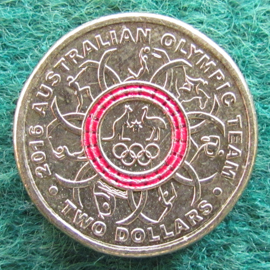 Australian 2016 2 Dollar 2016 Australian Olympic Team Red Queen Elizabeth Coin - Circulated